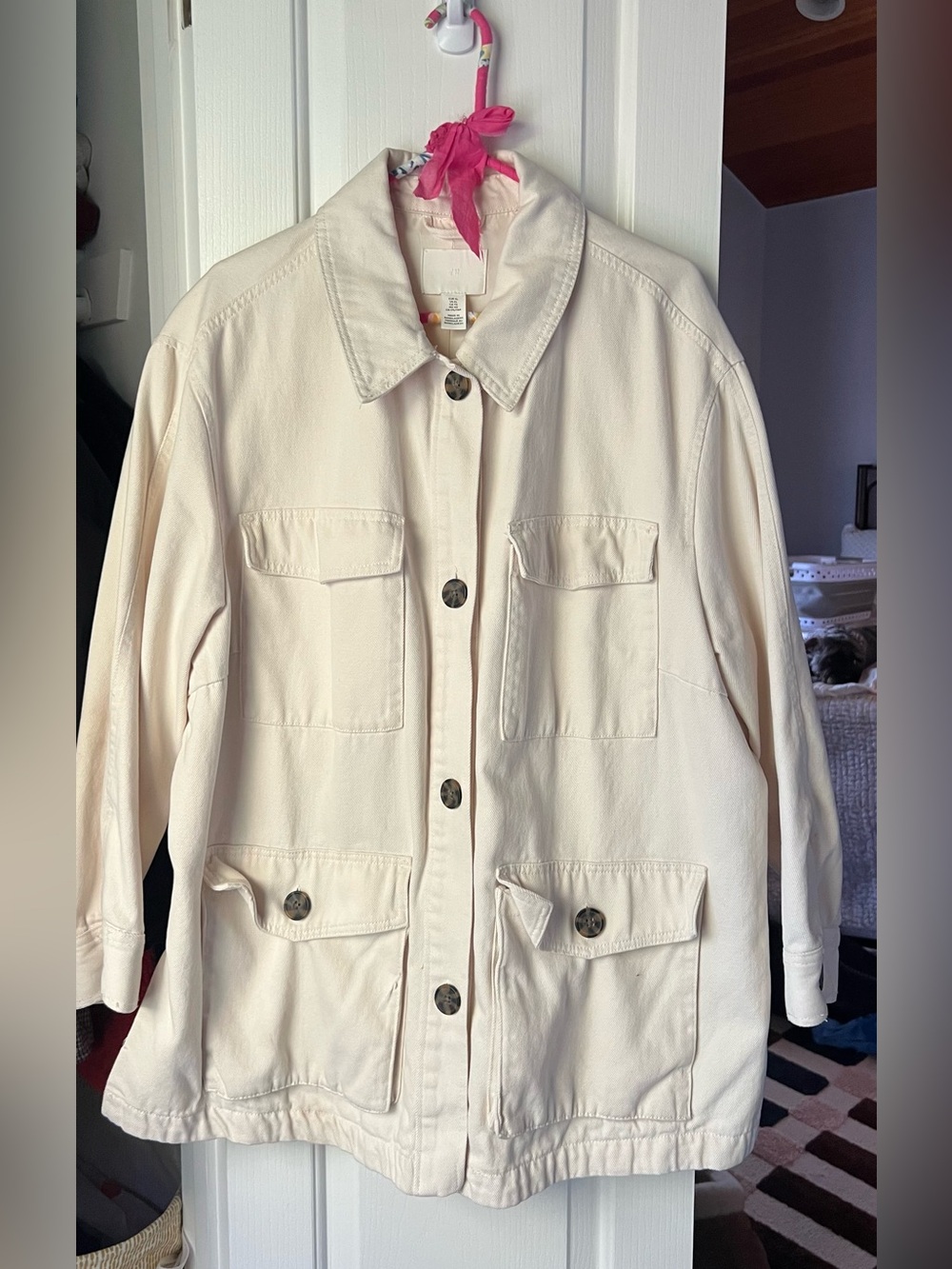 H&M Cream Utility Jacket with Large Front Pockets